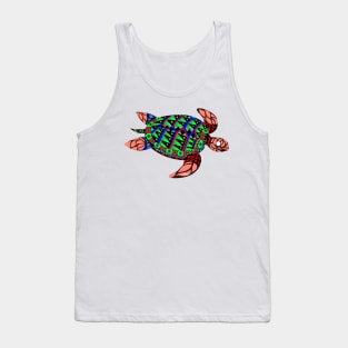 mexican caribbean carey turtle tortoise in ecopop floral ocean of color Tank Top